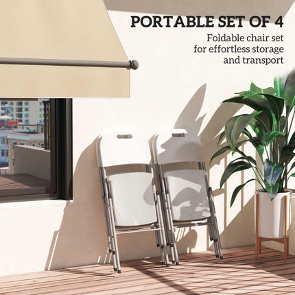 Set of 4 Foldable Steel Frame Outdoor Chairs - White