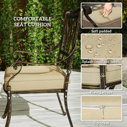 Nine-Piece Cast Aluminium Garden Dining Set with Cushions - Bronze Tone