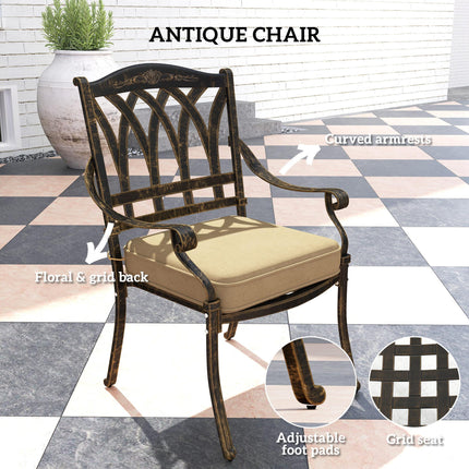Nine-Piece Cast Aluminium Garden Dining Set with Cushions - Bronze Tone