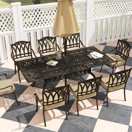 Nine-Piece Cast Aluminium Garden Dining Set with Cushions - Bronze Tone