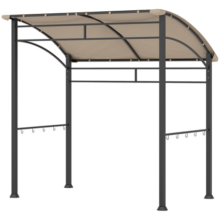 BBQ Grill Gazebo Tent 215x150cm with Metal Frame and Hooks - Khaki