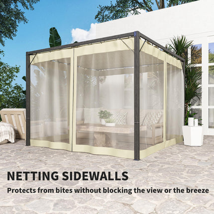 3 x 3m Aluminium Frame Pergola, with Retractable Roof - Khaki