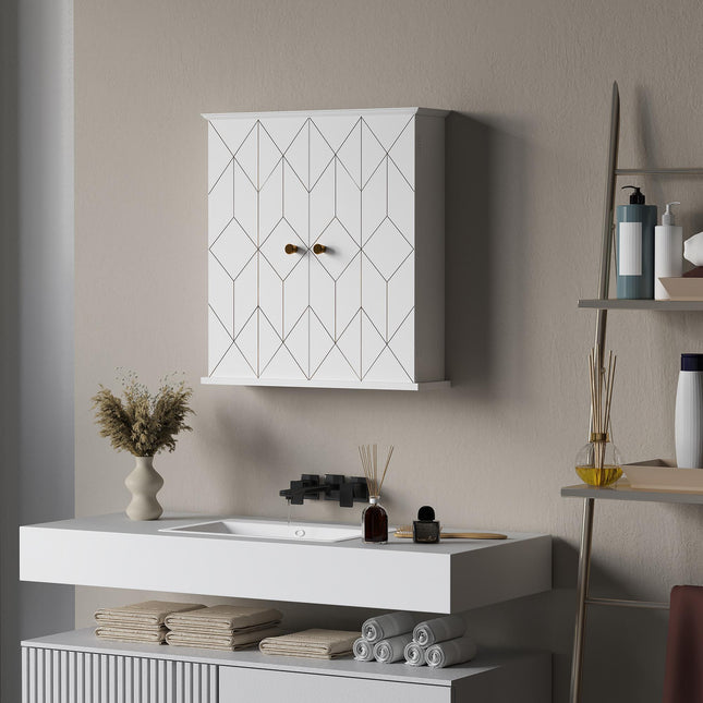 Bathroom Cabinet Wall Mounted, Bathroom Wall Cabinet Medicine Cabinet with 2 Doo