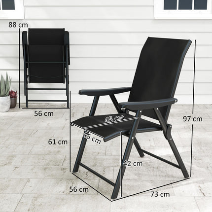 Set of 4 Folding Outdoor Chairs with Breathable Mesh Seating - Black