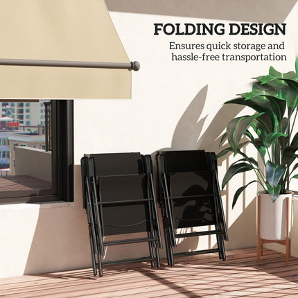 Set of 4 Folding Outdoor Chairs with Breathable Mesh Seating - Black