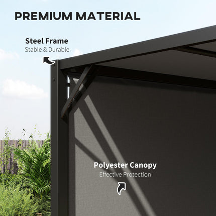 3 x 3 Meter Pergola Set with Retractable Roof Steel Frame - Charcoal Grey