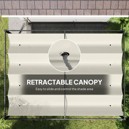 4 x 3(m) Metal Pergola with Retractable Roof, Garden Gazebo Canopy Shelter for Outdoor, Patio, Cream White