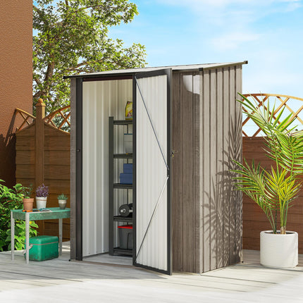 5ft x 3ft Metal Garden Storage Shed with Lockable Door - Light Grey