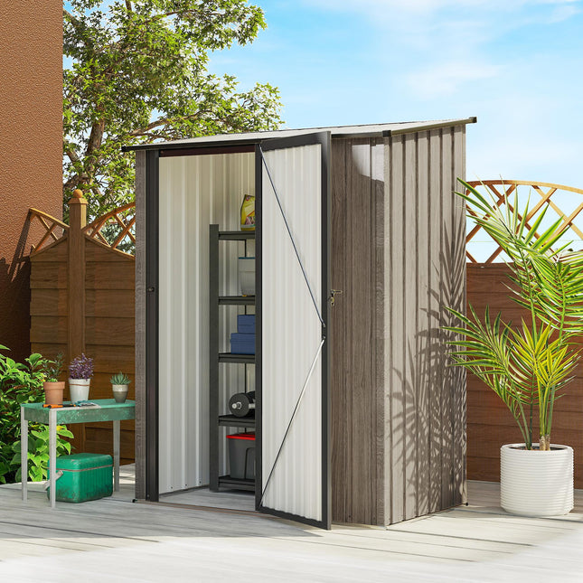 5ft x 3ft Metal Garden Storage Shed with Lockable Door - Light Grey