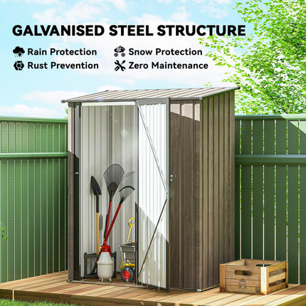 5ft x 3ft Metal Garden Storage Shed with Lockable Door - Light Grey