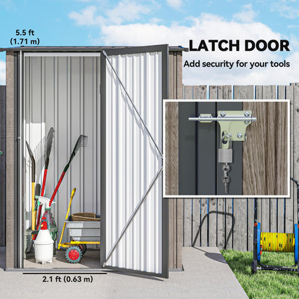 5ft x 3ft Metal Garden Storage Shed with Lockable Door - Light Grey