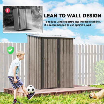5ft x 3ft Metal Garden Storage Shed with Lockable Door - Light Grey