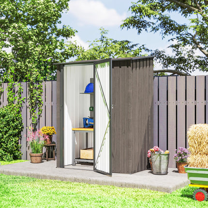 5ft x 3ft Metal Garden Storage Shed with Lockable Door - Light Grey