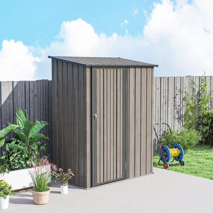 5ft x 3ft Metal Garden Storage Shed with Lockable Door - Light Grey