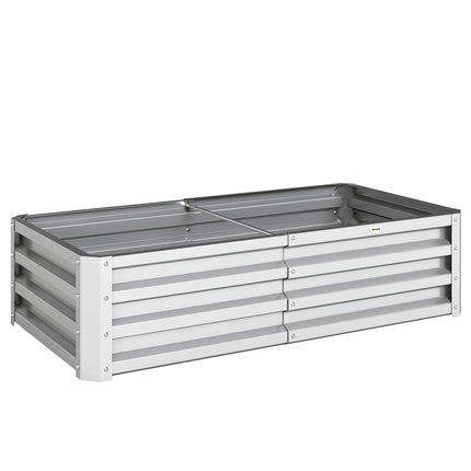 Outsunny Raised Beds for Garden, Galvanized Outdoor Planters, for Herbs and Vegetables, Use for Patio, Backyard, Balcony, Silver
