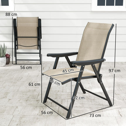 Set of Four Folding Outdoor Chairs - Brown/Black