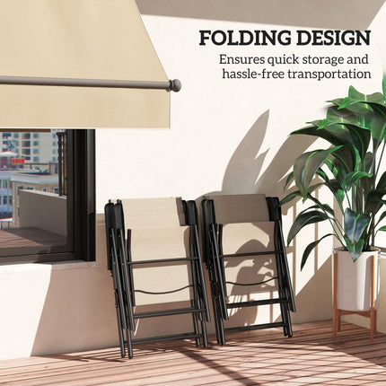 Set of Four Folding Outdoor Chairs - Brown/Black