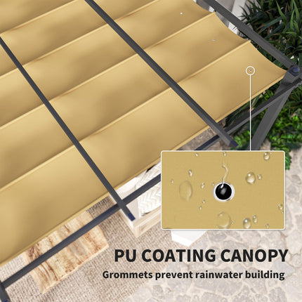 3 x 4m Aluminium Pergola with Retractable Roof - Khaki