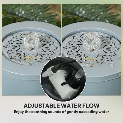 30 cm Tall Garden Waterfall Fountain with LED Lights and Pump, Garden Water Feat