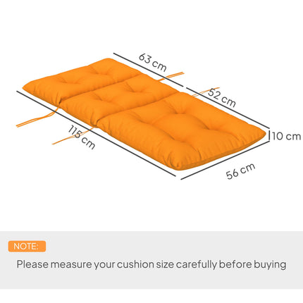 Rocking Chair Padded Seat Cushion 10cm Thick with Breathable Fabric - Orange