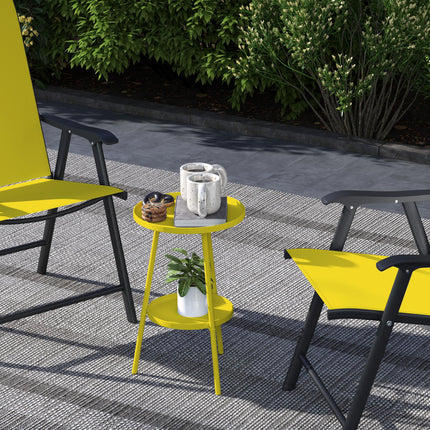 Two-Tier Metal Garden Table - Yellow