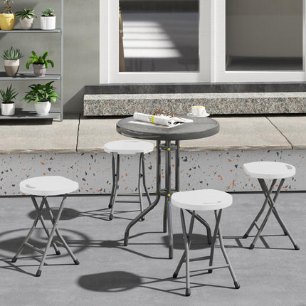 Set of 4 Folding Carry Stools with Powder-Coated Steel Legs - White
