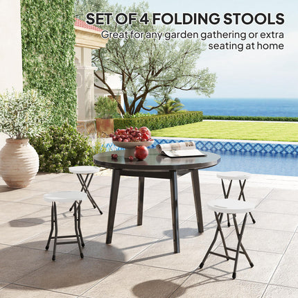 Set of 4 Folding Carry Stools with Powder-Coated Steel Legs - White