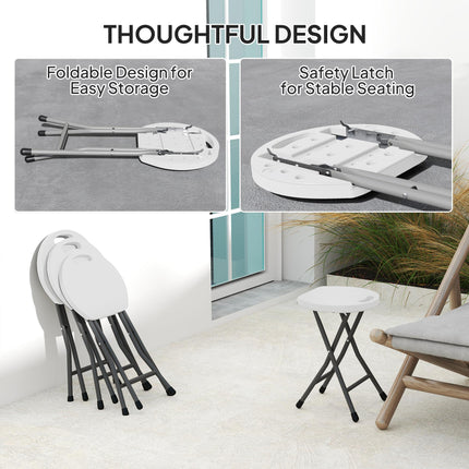 Set of 4 Folding Carry Stools with Powder-Coated Steel Legs - White