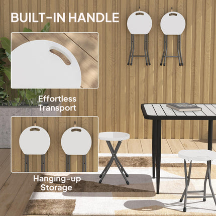 Set of 4 Folding Carry Stools with Powder-Coated Steel Legs - White