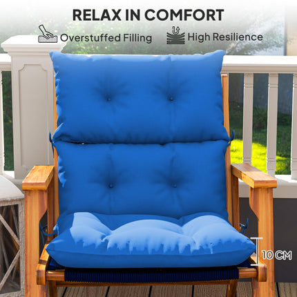115cm Padded Rocking Chair Cushion Set with Tie Fastenings - Blue