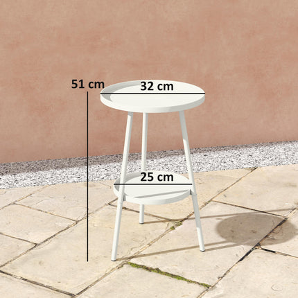 Two-Tier Metal Garden Table - White
