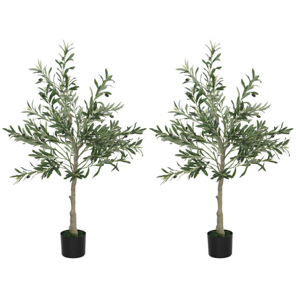 Set of Two Silk Leaf Artificial Olive Trees