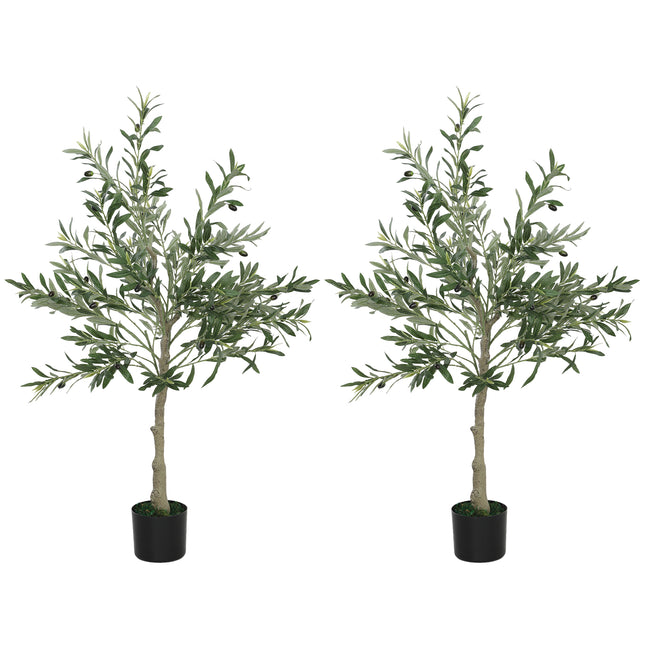 Set of Two Silk Leaf Artificial Olive Trees
