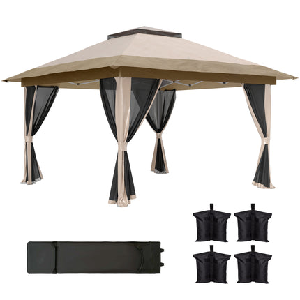 3.6 x 3.6m Pop-Up Gazebo with Accessories - Beige