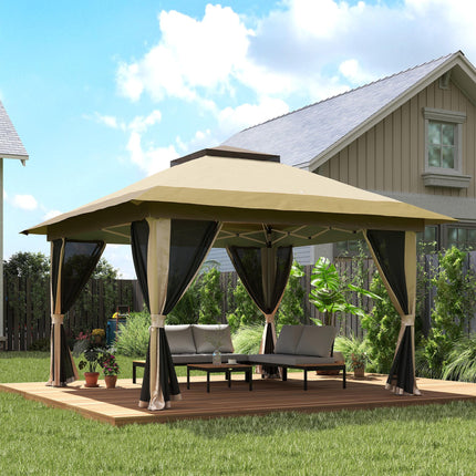3.6 x 3.6m Pop-Up Gazebo with Accessories - Beige