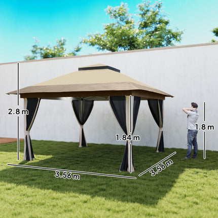 3.6 x 3.6m Pop-Up Gazebo with Accessories - Beige