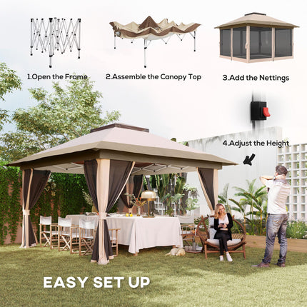 3.6 x 3.6m Pop-Up Gazebo with Accessories - Beige