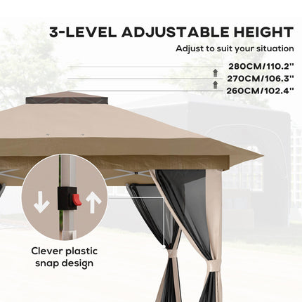 3.6 x 3.6m Pop-Up Gazebo with Accessories - Beige