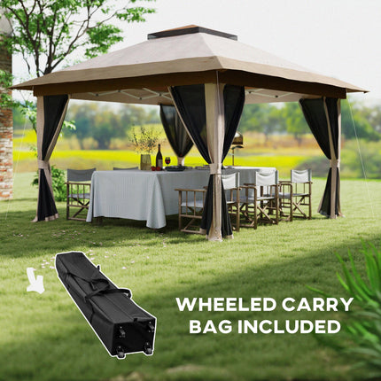 3.6 x 3.6m Pop-Up Gazebo with Accessories - Beige
