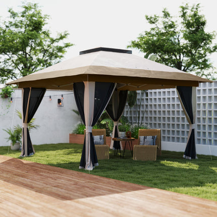 3.6 x 3.6m Pop-Up Gazebo with Accessories - Beige