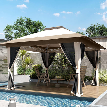 3.6 x 3.6m Pop-Up Gazebo with Accessories - Beige
