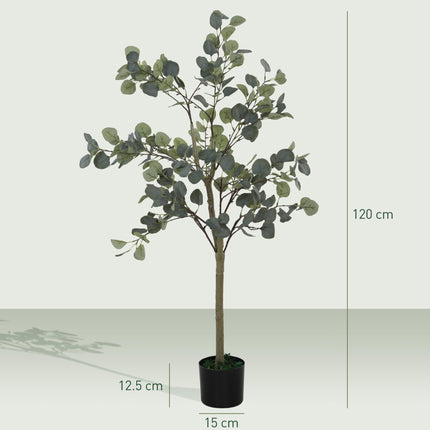 Set of 2 Decorative Artificial Tree, 4ft/ 120cm Silk Eucalyptus Trees with 230 Silver Dollar Leaves in Pot, Fake Plants for Home, Office, Living Room, Indoor Decor