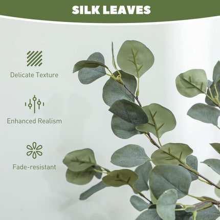 Set of 2 Decorative Artificial Tree, 4ft/ 120cm Silk Eucalyptus Trees with 230 Silver Dollar Leaves in Pot, Fake Plants for Home, Office, Living Room, Indoor Decor