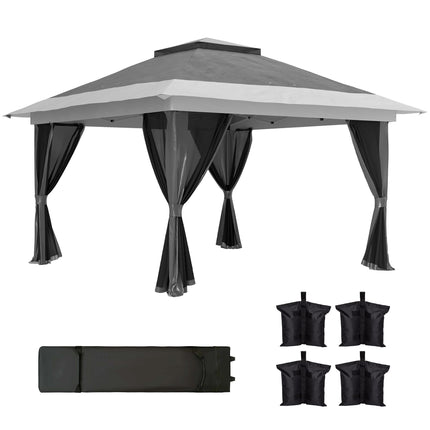 3.6 x 3.6m Pop-Up Gazebo with Accessories, UPF50+ Canopy, Adjustable Legs - Grey