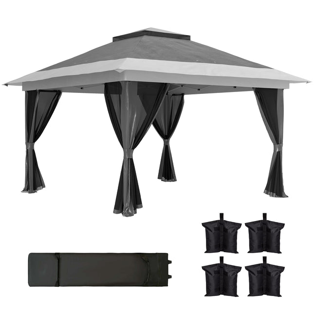 3.6 x 3.6m Pop-Up Gazebo with Accessories, UPF50+ Canopy, Adjustable Legs - Grey