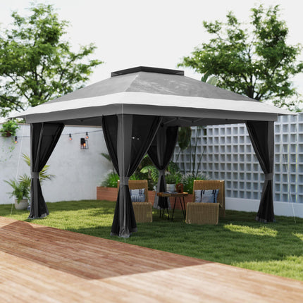 3.6 x 3.6m Pop-Up Gazebo with Accessories, UPF50+ Canopy, Adjustable Legs - Grey
