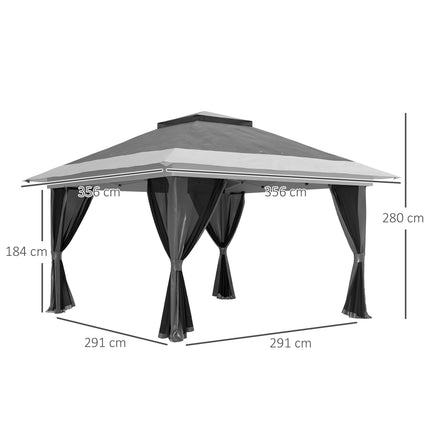 3.6 x 3.6m Pop-Up Gazebo with Accessories, UPF50+ Canopy, Adjustable Legs - Grey