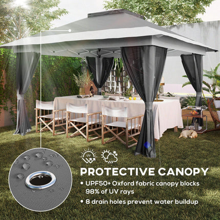 3.6 x 3.6m Pop-Up Gazebo with Accessories, UPF50+ Canopy, Adjustable Legs - Grey