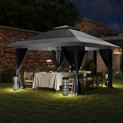 3.6 x 3.6m Pop-Up Gazebo with Accessories, UPF50+ Canopy, Adjustable Legs - Grey