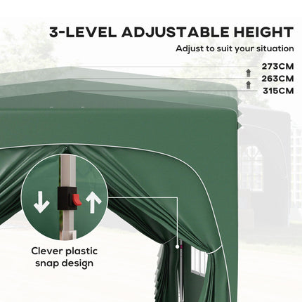 3 x 3m Pop-Up Gazebo Shelter with UPF50+ Canopy - Dark Green